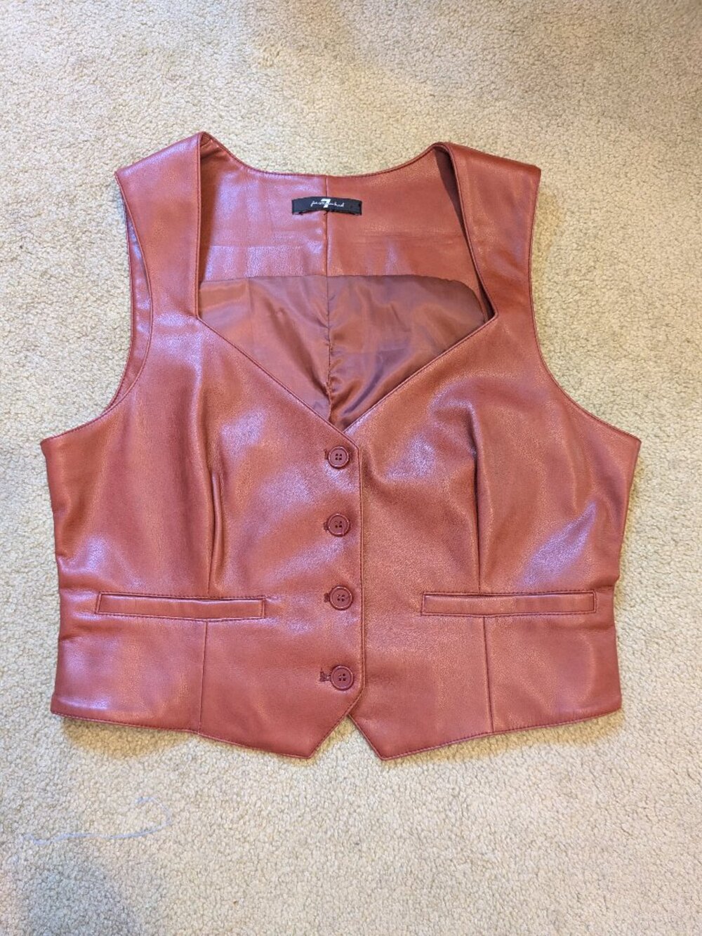 Rusty orange faux leather vest